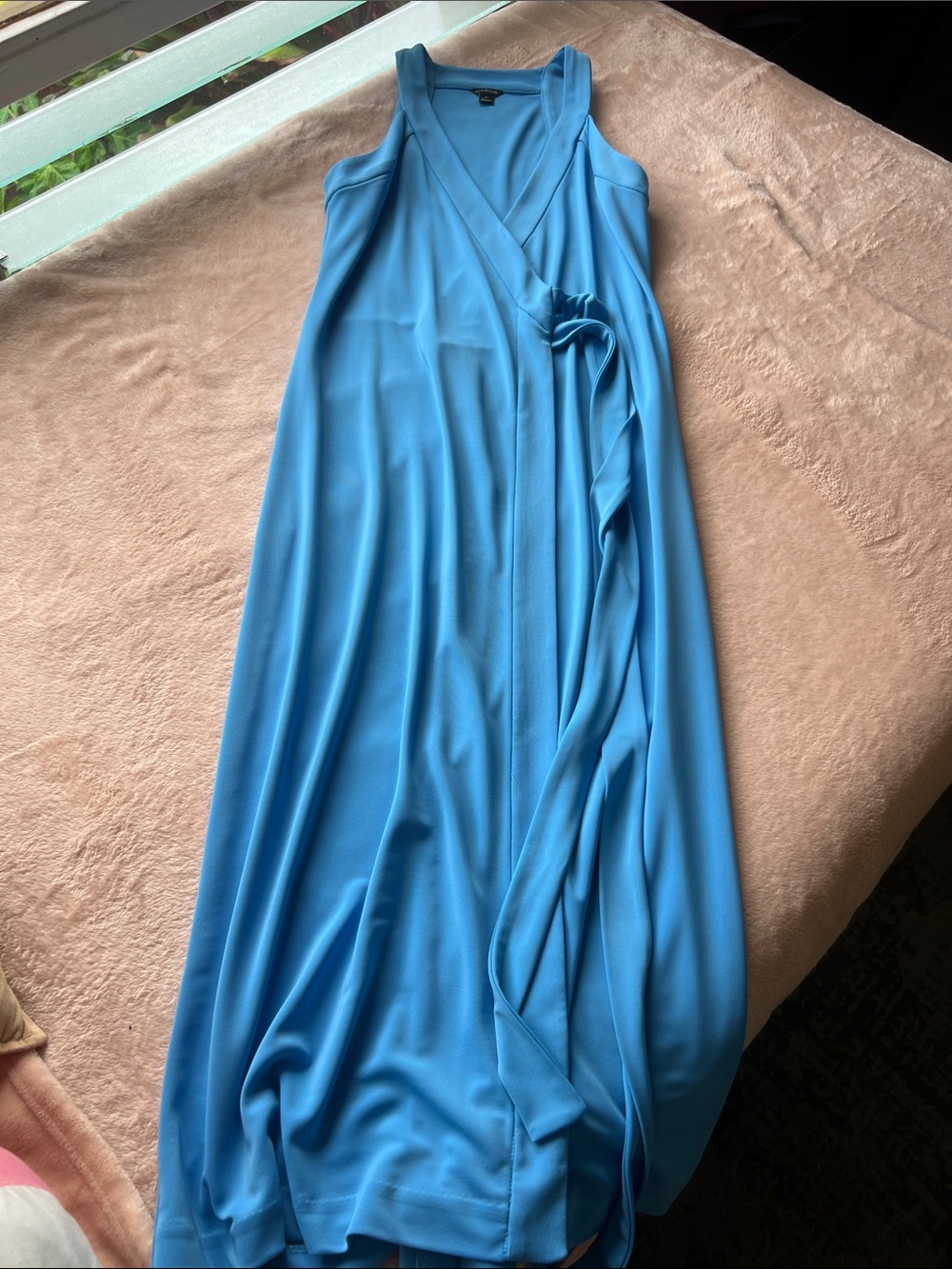 Ann Taylor Sleeveless Blue Wrap Midi Dress